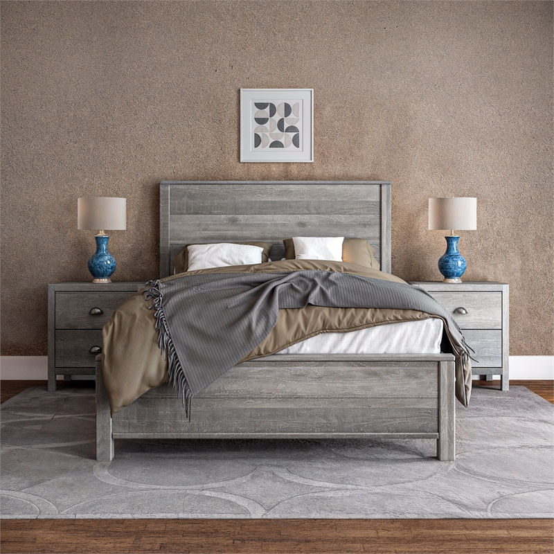 Standard Baja Solid Wood Bed - Full Size - Driftwood Grey Finish