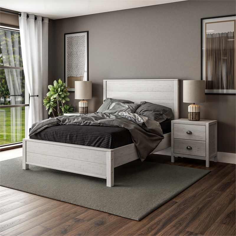 Standard Baja Solid Wood Bed - Full Size - Shabby White Finish