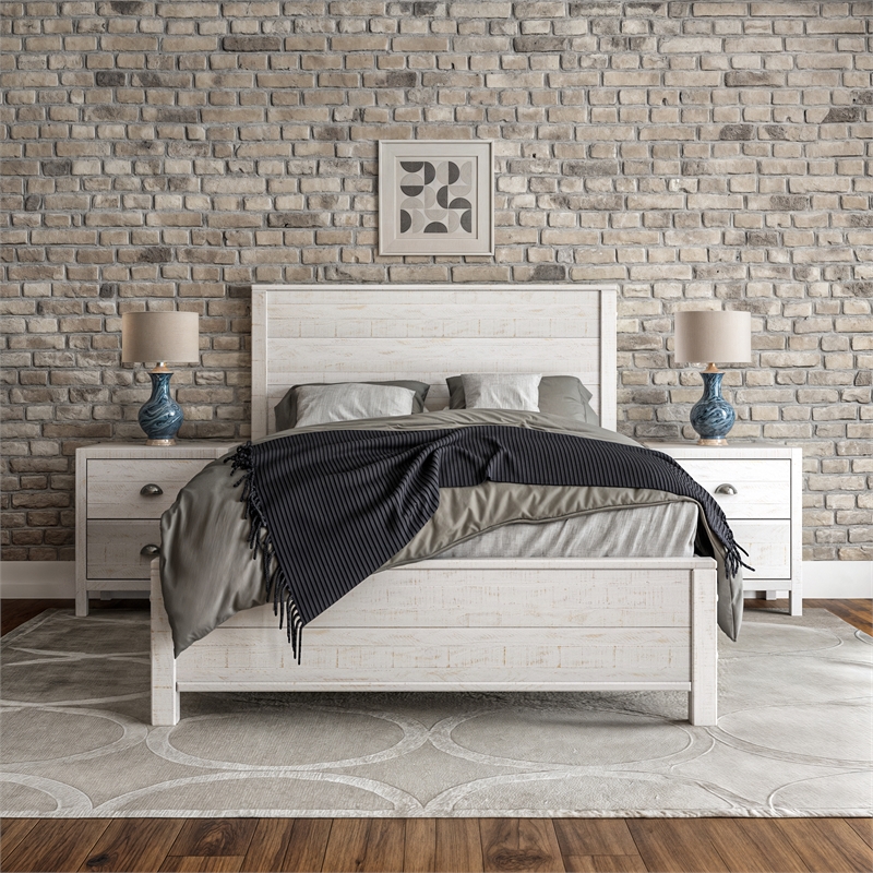 Standard Baja Solid Wood Bed - Full Size - Shabby White Finish