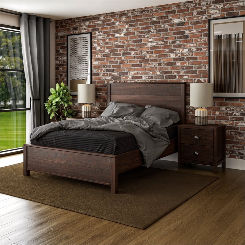 Standard Baja Solid Wood Bed - Full Size - Walnut Finish