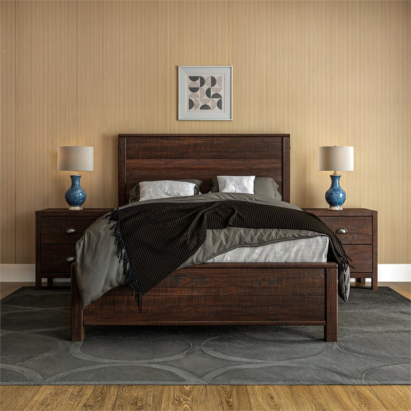 Standard Baja Solid Wood Bed - Full Size - Walnut Finish