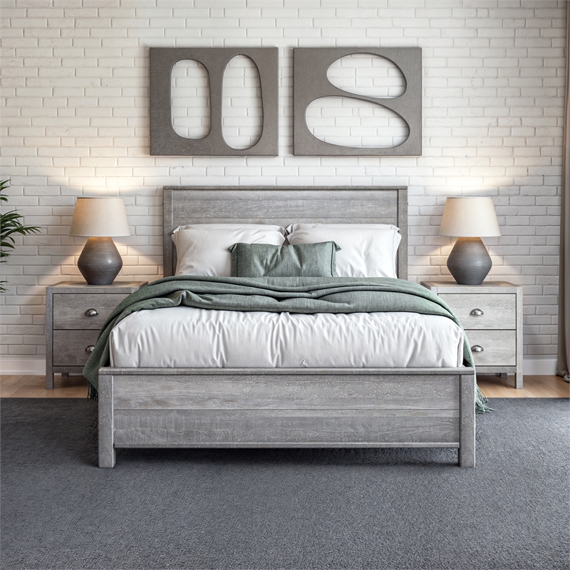 Standard Baja Solid Wood Bed - Queen Size - Driftwood Grey Finish