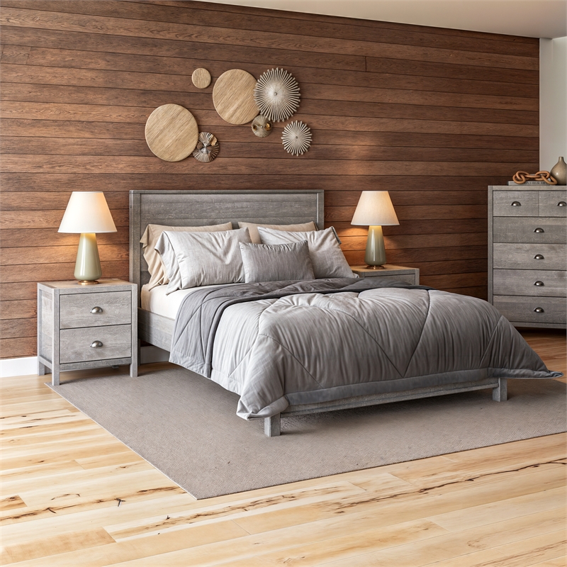 Standard Baja Solid Wood Bed - Queen Size - Driftwood Grey Finish