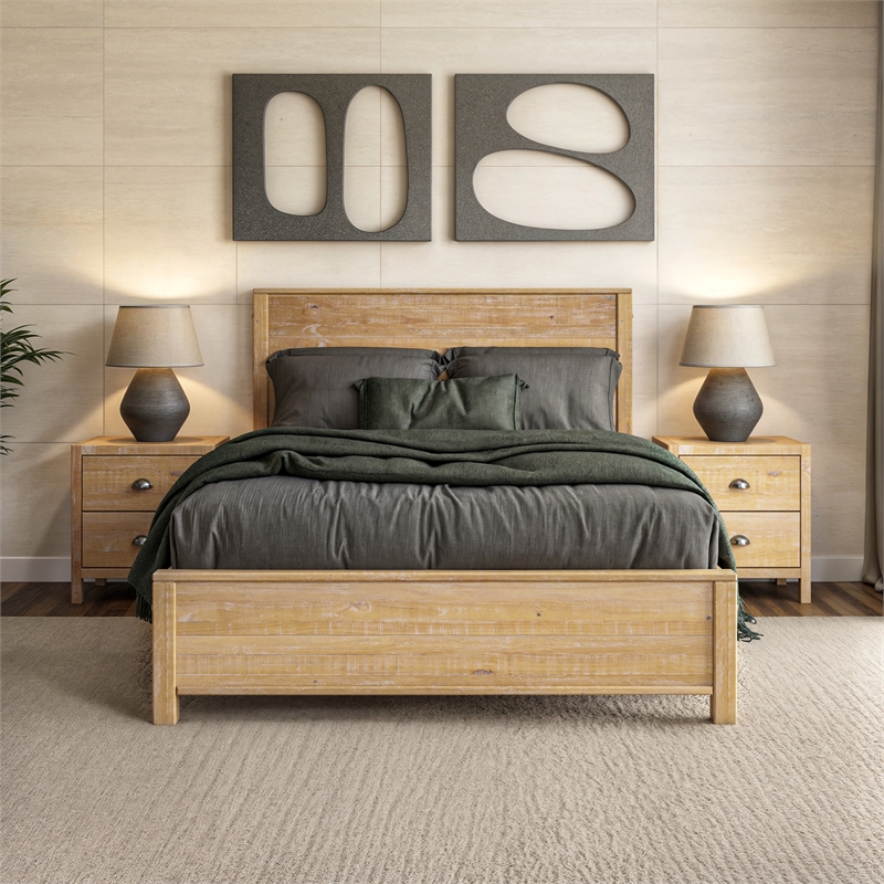 Standard Baja Solid Wood Bed - Queen Size - Barnwood Finish