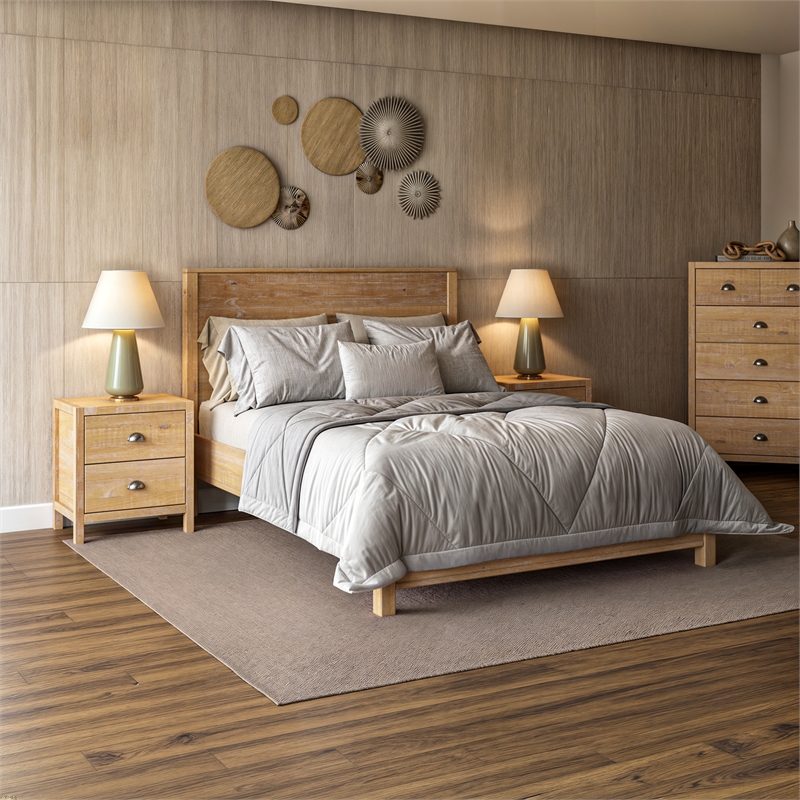 Standard Baja Solid Wood Bed - Queen Size - Barnwood Finish
