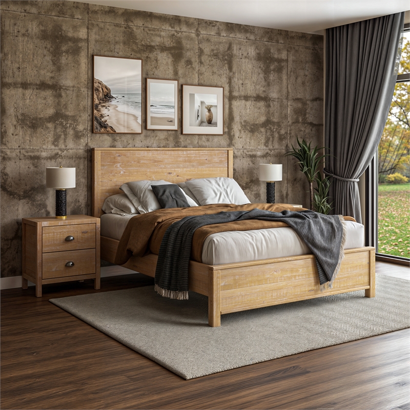 Standard Baja Solid Wood Bed - Queen Size - Barnwood Finish
