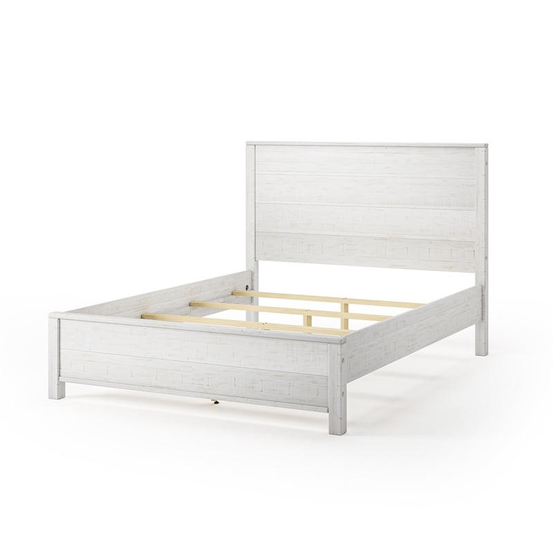 Standard Baja Solid Wood Bed - Queen Size - Shabby White Finish