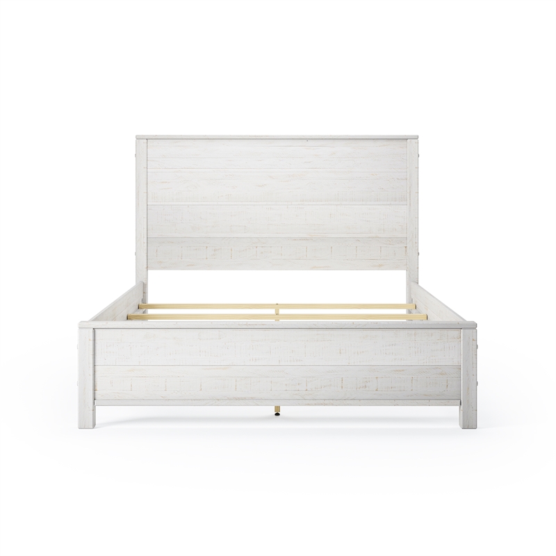 Standard Baja Solid Wood Bed - Queen Size - Shabby White Finish
