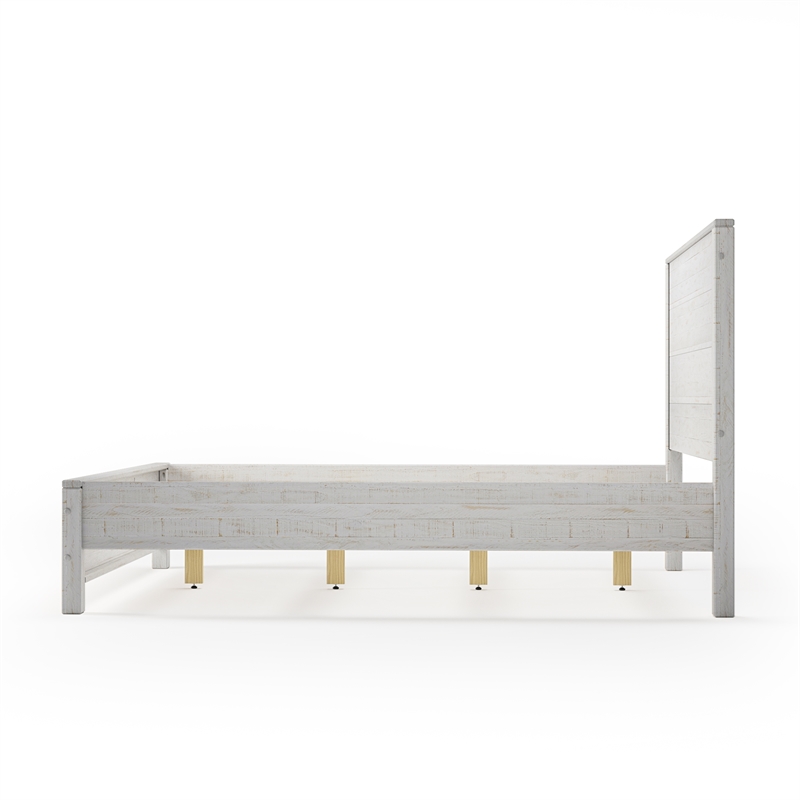 Standard Baja Solid Wood Bed - Queen Size - Shabby White Finish
