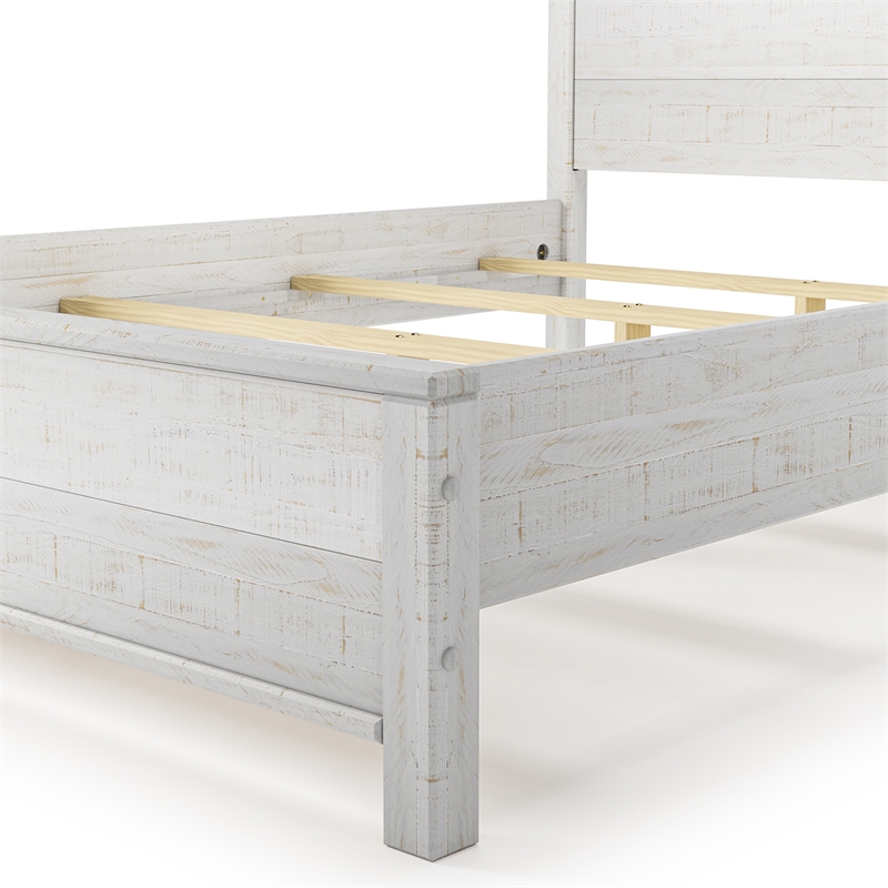 Standard Baja Solid Wood Bed - Queen Size - Shabby White Finish