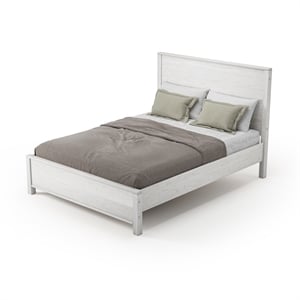 Standard Baja Solid Wood Bed - Queen Size - Shabby White Finish