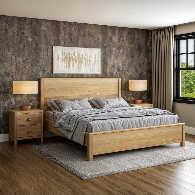 Standard Baja Solid Wood Bed - King Size - Barnwood Finish