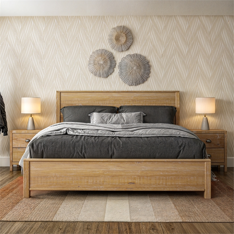 Standard Baja Solid Wood Bed - King Size - Barnwood Finish