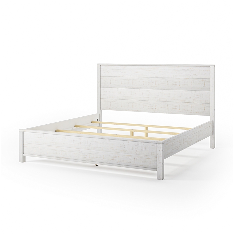 Standard Baja Solid Wood Bed - King Size - Shabby White Finish