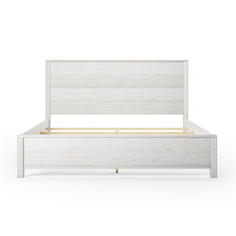 Standard Baja Solid Wood Bed - King Size - Shabby White Finish