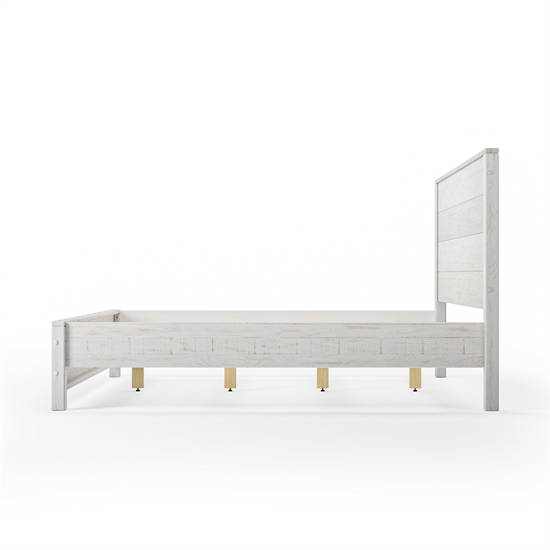 Standard Baja Solid Wood Bed - King Size - Shabby White Finish