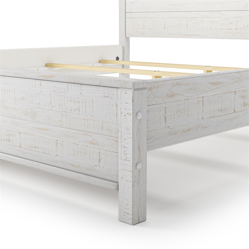 Standard Baja Solid Wood Bed - King Size - Shabby White Finish