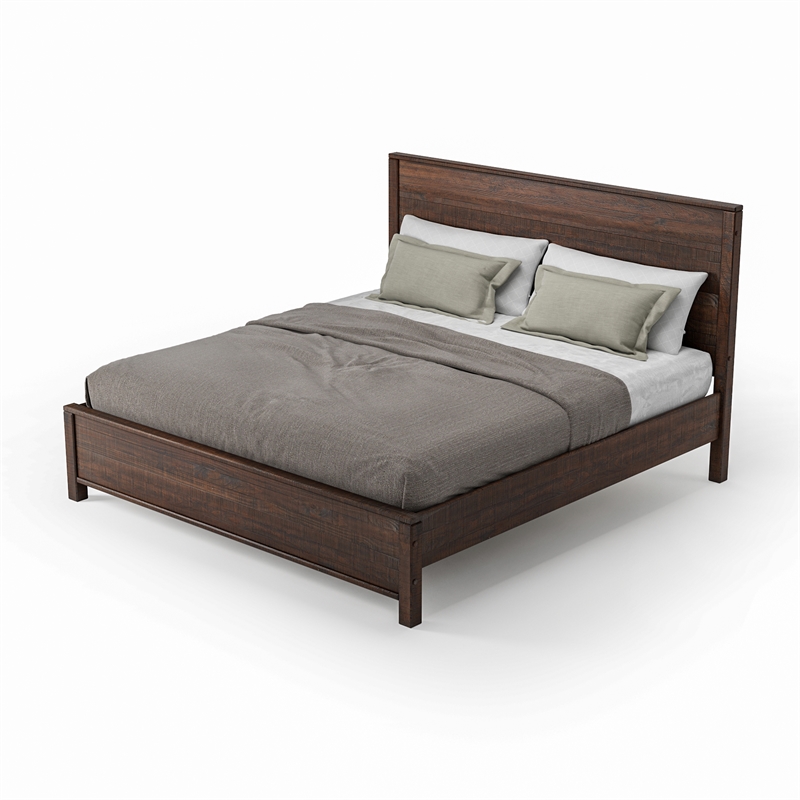 Standard Baja Solid Wood Bed - King Size - Walnut Finish