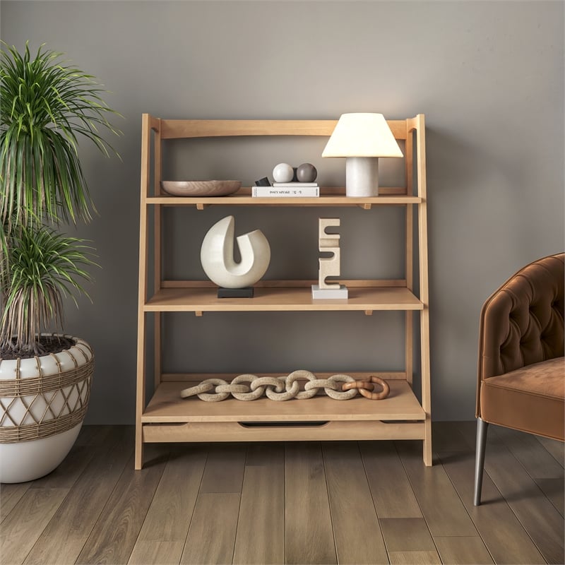 Camaflexi Mid Century Open Shelving Unit Light Oak Finish