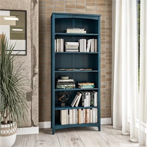 Camaflexi Shaker Style Bookcase - 72&quot H - Deep Ocean Blue Finish
