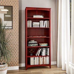 Camaflexi Shaker Style Bookcase - 72&quot H - Red Garnet Stain Finish