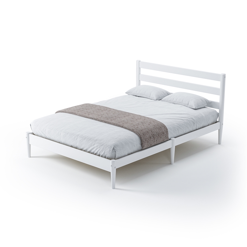 Camaflexi Mid-Century Full Size Platform Bed - White Finish