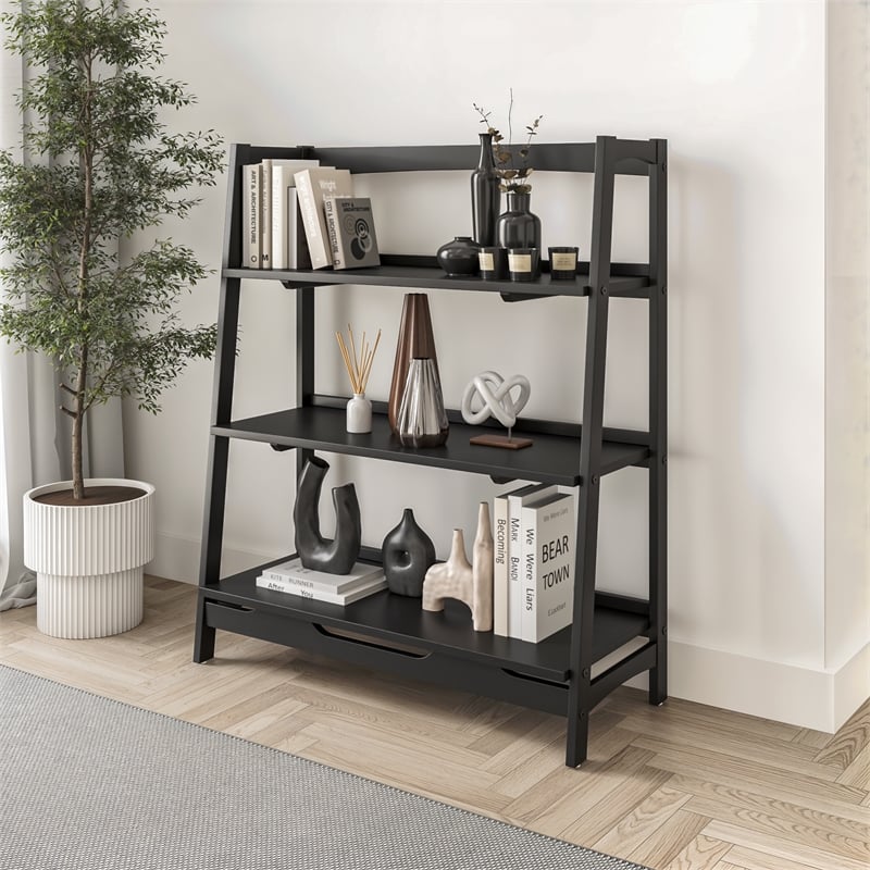 Camaflexi Mid Century Open Shelving Unit Black Finish