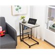 JJS Modern Wood End C Table with Magazine Holder in Cement/Black