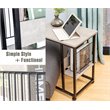 JJS Modern Wood End C Table with Magazine Holder in Cement/Black
