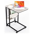 JJS Modern Wood End C Table with Magazine Holder in Cement/Black