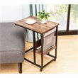 JJS Modern Wood End C Table with Magazine Holder in Rustic Brown