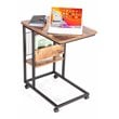 JJS Modern Wood End C Table with Magazine Holder in Rustic Brown
