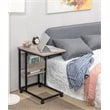 JJS Modern Wood End C Table with Magazine Holder in Smoky Gray