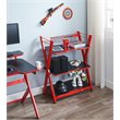 JJS Modern 3-Tier Engineered Wood & Metal Gaming Console Storage Shelf in Red