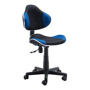 jjs low back fabric computer executive chair with extra large base in black/blue