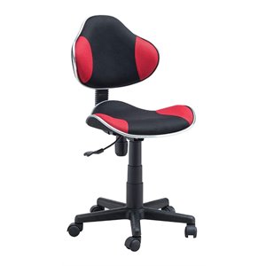 jjs low back fabric computer executive chair with extra large base in black/red