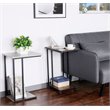 JJS Modern Wood & Metal End C Table for Small Spaces in Cement/Black