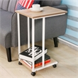 JJS Modern Wood & Metal End C Table for Small Spaces in Oak/White