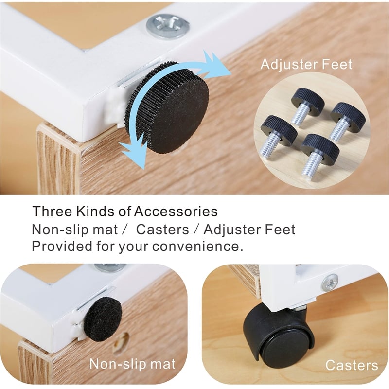 JJS Modern Wood & Metal End C Table for Small Spaces in Oak/White