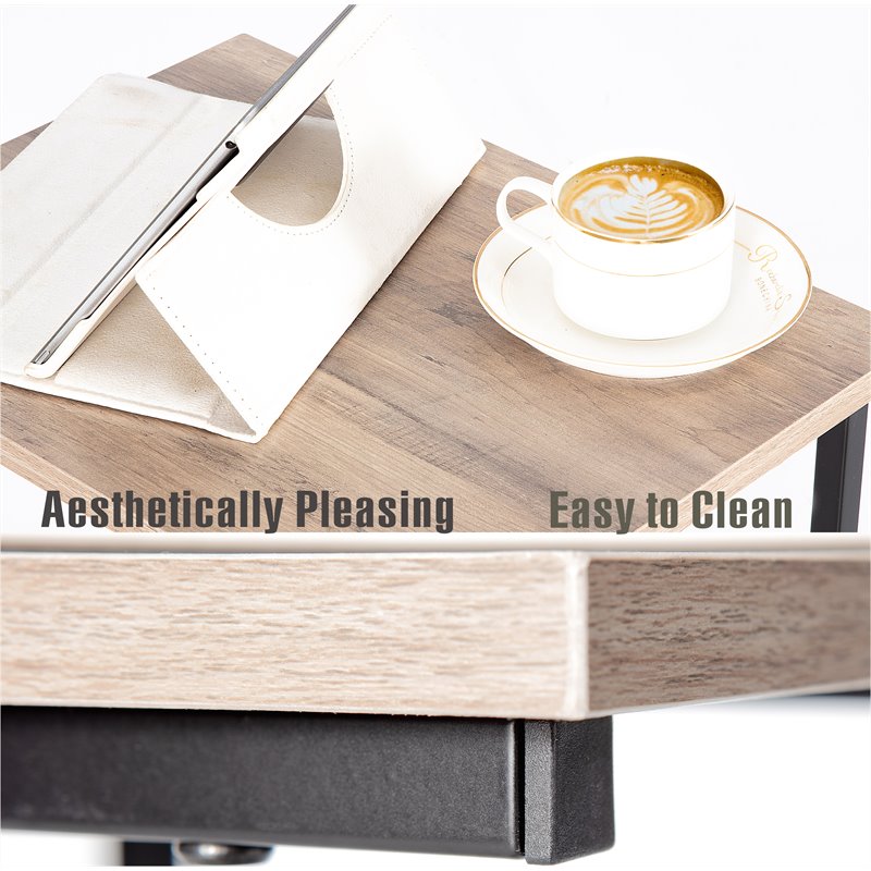 JJS Modern Engineered Wood End C Table for Small Spaces in Smoky Gray