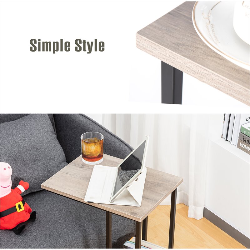 JJS Modern Engineered Wood End C Table for Small Spaces in Smoky Gray