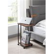 JJS Modern Wood & Metal End C Table for Small Spaces in Walnut/Black