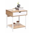 JJS Modern Wood End Table with Drawer and Storage Shelves in Oak/White