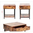 JJS Modern Wood End Table with Drawer and Storage Shelves in Rustic Brown