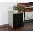 JJS 3-Drawer Wood Rolling File Cabinet with Locking Wheels in Black/Gray