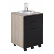 JJS 3-Drawer Wood Rolling File Cabinet with Locking Wheels in Black/Gray