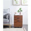 JJS 3-Drawer Wood Rolling File Cabinet with Locking Wheels in Brown/Gray