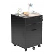 JJS 3-Drawer Modern Wood Rolling File Cabinet with Lock in Black