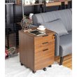 JJS 3-Drawer Modern Wood Rolling File Cabinet with Lock in Brown