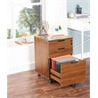 JJS 3-Drawer Modern Wood Rolling File Cabinet with Lock in Brown